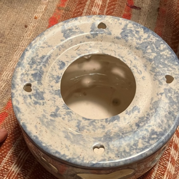 Spackle pottery candle holder pan warmer wax melt canister with heart - Picture 4 of 5